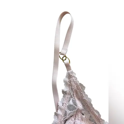 Aerie  Free-To-Be Lace Padded Plunge Bralette Blush Pink Medium