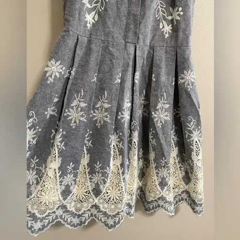 Cynthia Steffe Judith Embroidered Grey Halter Dress Size 4