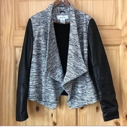 Sebby draped multi media space-dye tweed Moto jacket size small