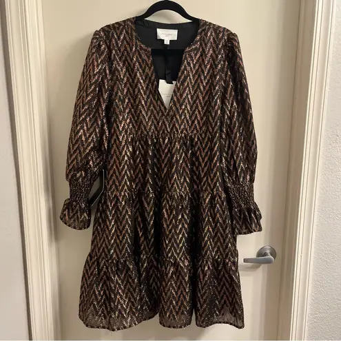 NWT Pomander Place Metallic Ikat Kenzo Dress XXL Black
