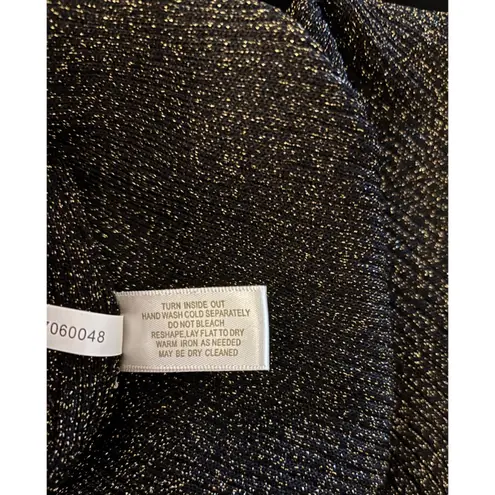 Boston Proper Ribbed Metallic Knit Turtleneck Midi Dress Black/Gold Large NWT