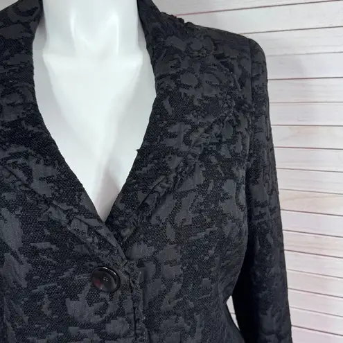 Bandolino Brocade Ruffle Trim Blazer Jacket Black Size 16 Gothic Victorian
