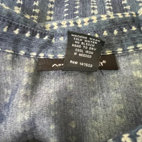 Ashley Stewart Asymetric Modest Longsleeve Button Up Dress Plus Size 18 u Blue