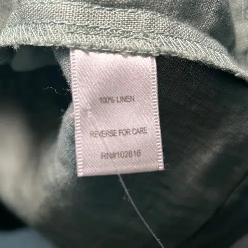 Garnet Hill Sage Green Linen Sleeveless Collared Button Down Shirt Dress Size 12