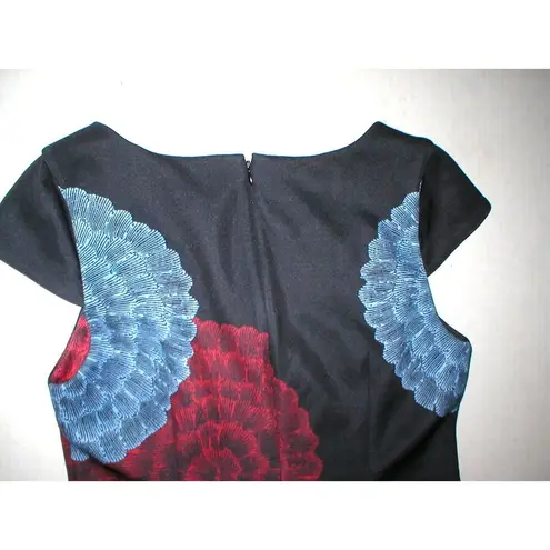 Tracy Reese New Womens NWT Designer Plenty Dress L Sheeth Black Red Flowers Work
