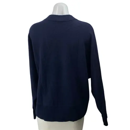 Whistles Women's Blue Mock Neck Long Dolman Sleeve Knit Pullover Sweater Top M Size M