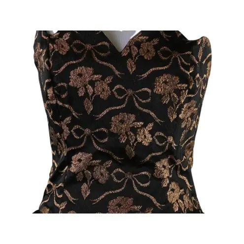 Gunne Sax Vintage 1980s Black and Copper Metallic Floral SM/MED