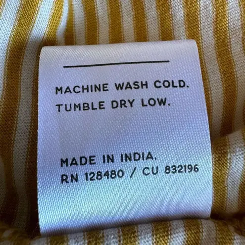 Pact Softspun Striped Crew Neck Organic Cotton Tank Mustard White SZ S #2133 Yellow