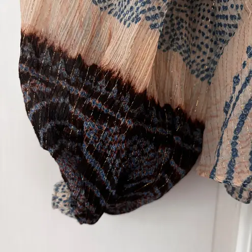 Ulla Johnson Pauline Printed Silk Chiffon Blouse Moonstone Blouse Size 2 Peasant