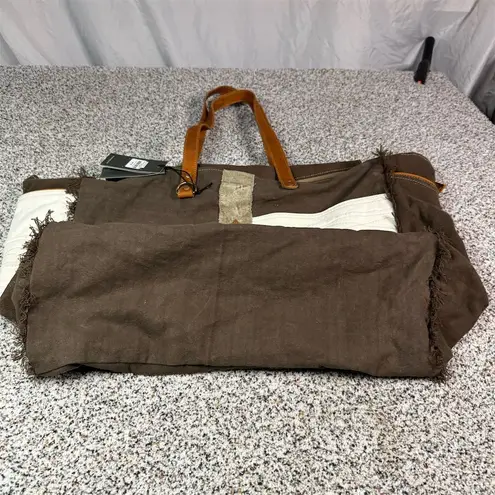 Myra Bag Women's Brown & Cream Weekender Tote with Leather Handles