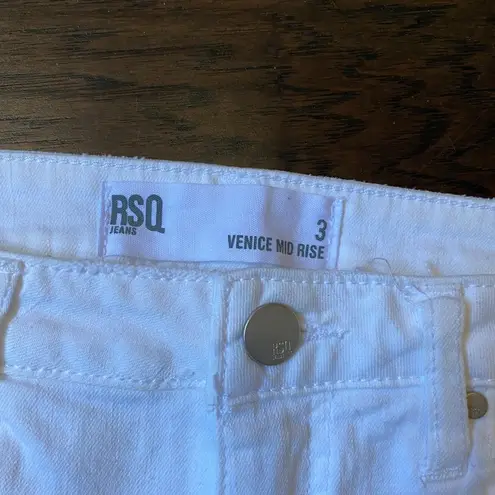 RSQ  White Denim Venice Mid Rise Distressed Denim Jean Jeans Shorts - size 3
