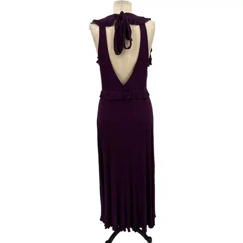 Anthropologie  Maxi Dress Deep-V Ruffled‎ Sleeveless Viscose Purple Size Medium