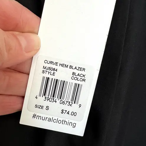 Mural 'Curve' Open Front Shawl Collar Blazer Black NWT Small