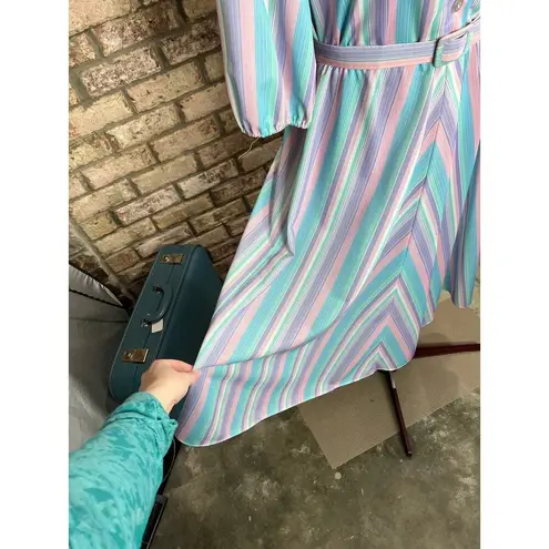 shirt dress striped pastel blue pink white matching belt