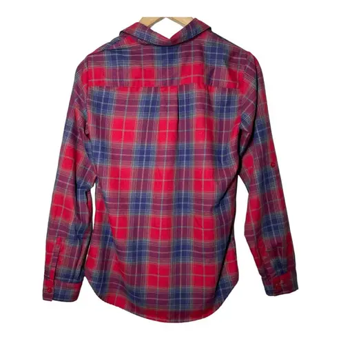 Eddie Bauer  Red Plaid Flannel Shirt Small Long Sleeve Campcore