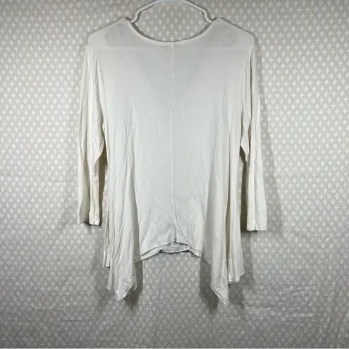 Boston Proper White Embroidered Swing Top