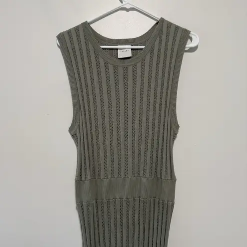 Varley Florian Knit Rib Jersey Perforated Dress in Seagrass Green Size Large