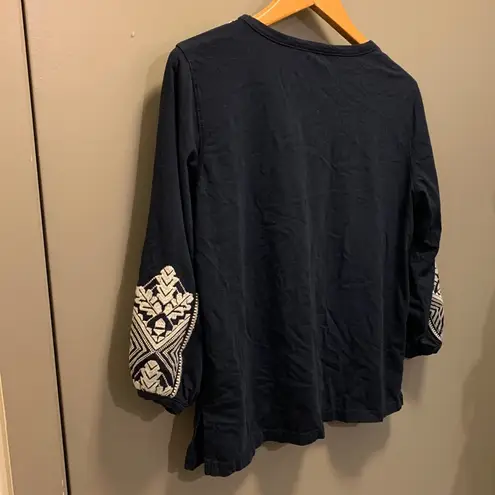 J.Crew  Boho Navy Blouse Hippy Embroidered - Image 7