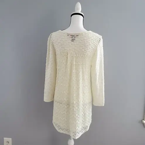 Peck & Peck  Cream Lightweight Lace Sweater Size L