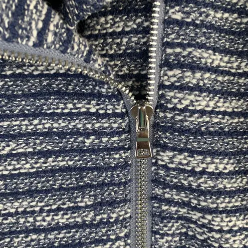 Loft Size M Tweed Knit Jacket Blue Moto Asymmetric Full Zip Long Sleeve Boucle Size M