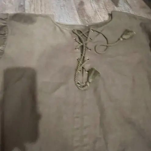 Ulla Johnson Marcelle Olive Cotton Twill Tunic Ruffle Dress 2