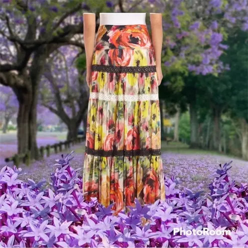 Fuzzi Floral Maxi Dress/Skirt Medium . $825 Red