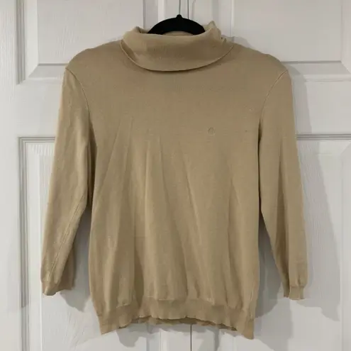 Lauren by Ralph Lauren Beige Turtleneck Lightweight Sweater Tan