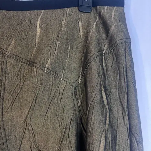 Neesh by DAR Shiny Green Crinkle Crushed Taffeta Aline Circle Skirt Size Large