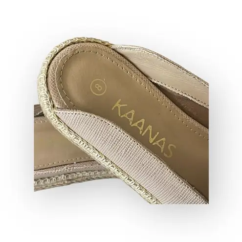 Kaanas new  𒀭 Textured Leather Jute Sole Espadrille Mule Slide Sandals 𒀭 Oat 8M