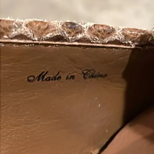 Donald Pliner Donald J Pliner Tan Suede Wedge Shoes Womens Size 8.5N Snakeskin Leather