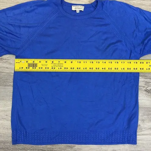 Lord and Taylor EXCLUSIVELY FOR YOU Blue Short Sleeve Round Neck Sweater Small