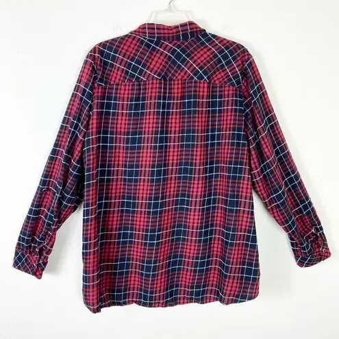 Dress Barn DB Bressbarn Black & Red Plaid Long Sleeve Button Up Shirt Size 2X