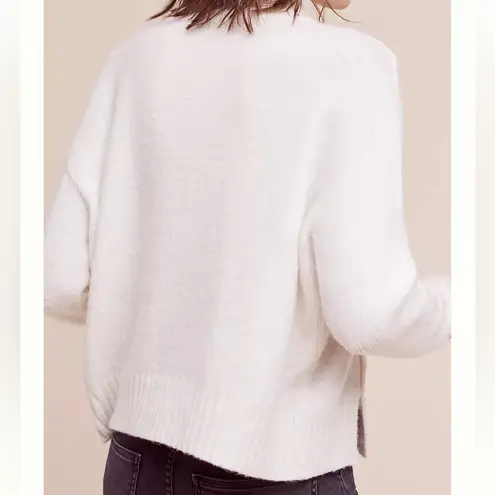 Anthropologie Moth Wool Blend Cat Sweater Miaou Turtleneck Size Medium Embroider White