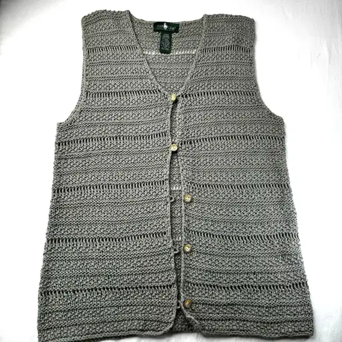 Hunt Club Women’s Large Ramie Cotton Crochet Boho Vest 12/14