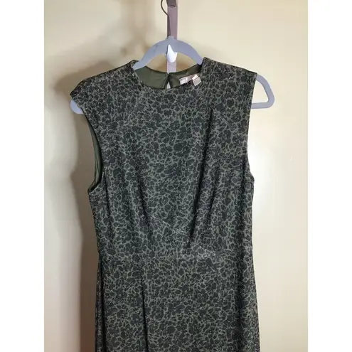 Hutch Women Kari Midi Dress Sz. Med Green Cheetah Print Slinky Sexy Sleeveless