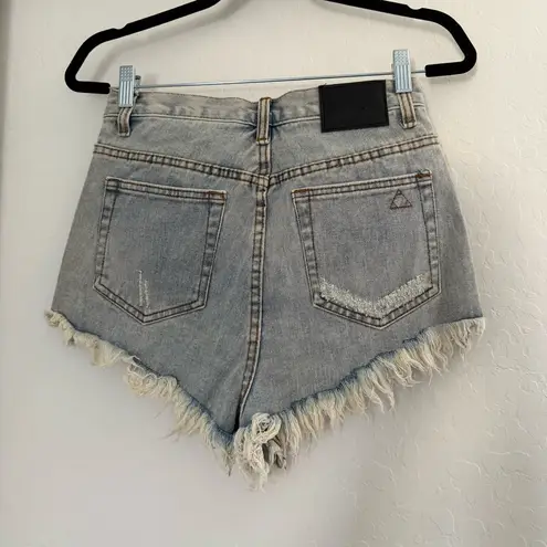 Unif NEW  Women’s Denim Jean Shorts High Rise Distressed Cut-Off Bottoms NWT 27