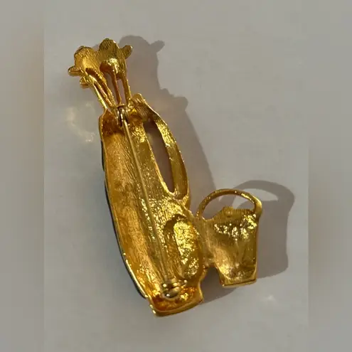 Elegant Gold and Black Golf Bag Brooch.