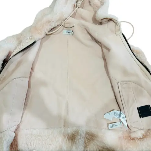 Coach pink shearling hoodie coat NWOT