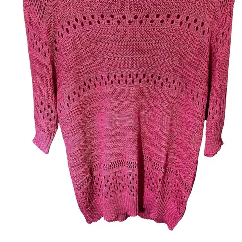 BiBi Boutique XL Pink Open Knit Pullover Sweater Short Sleeve Casual Boho