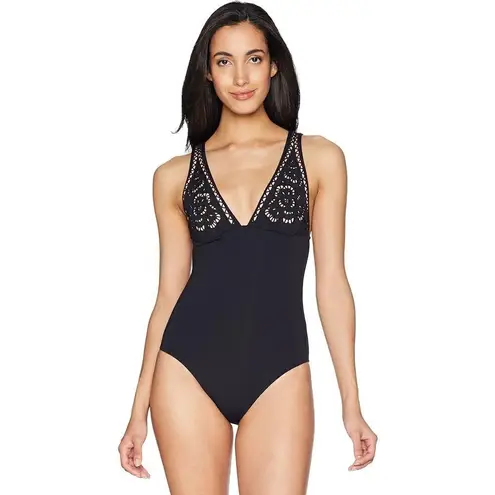 Seafolly New. 's Embroidered V Neck One Piece. Size 6. Retails $179