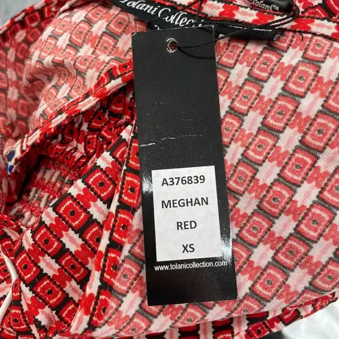 Tolani Collection Meghan Kaftan Dress Tunic Batwing Red Print Size XS