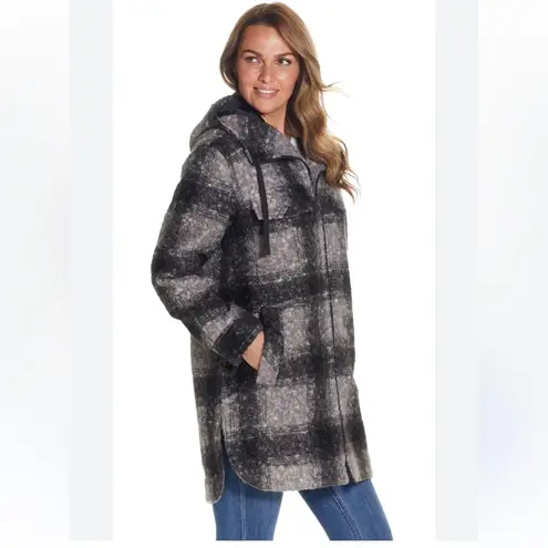 Weatherproof Ladies' poly Boucle zip Hooded shacket