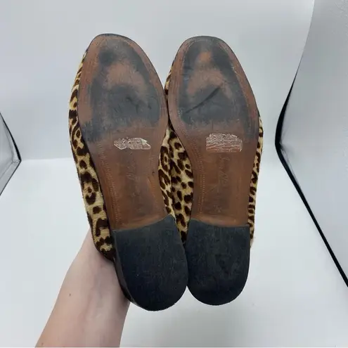 Sam Edelman  Linnie Leopard Animal Print leather Horsebit Mules Loafers size 8