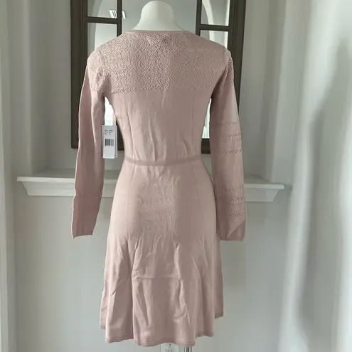 Julia Jordan Fit & Flare Knit Sweater Dress Long Sleeve Blush Size M, New w/Tag