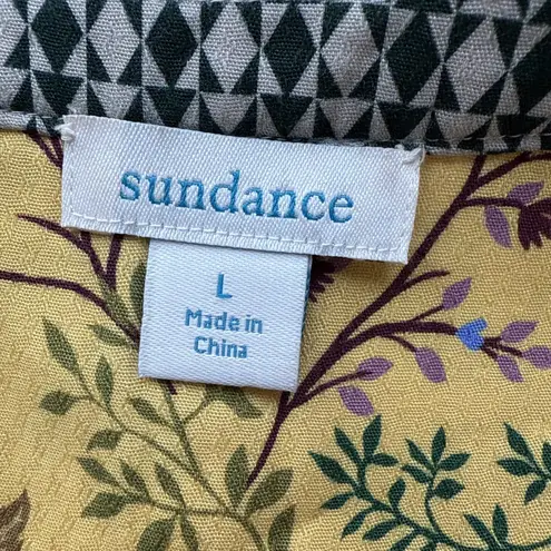 Sundance Womens Long Sleeve Botanical Boho Patchwork Floral Blouse Size XL