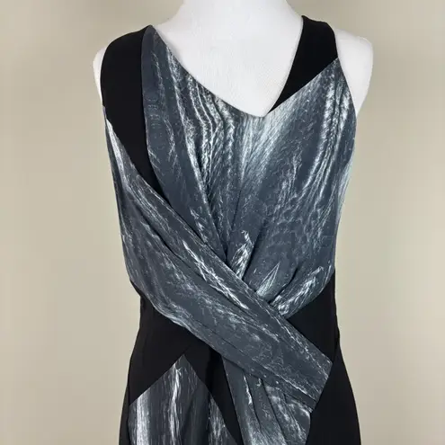 Helmut Lang Dress 4 Vertebrae Snake Print Wrap Silk Draped Black Gray Sheath Zip