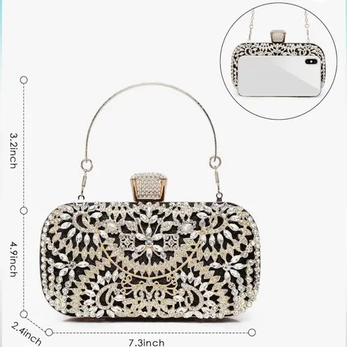 BLACK AND GOLD CRYSTAL DIAMOND EVENING CLUTCH BAG