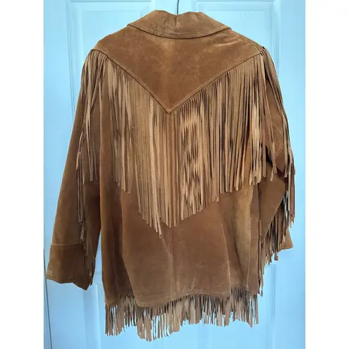 Vintage Cedars Suede Leather Fringe western cowboy brown coat Jacket M Size M