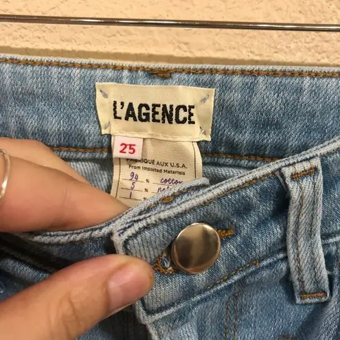 L'Agence NEW L’Agence flare leg high waisted denim light blue wash jeans 25