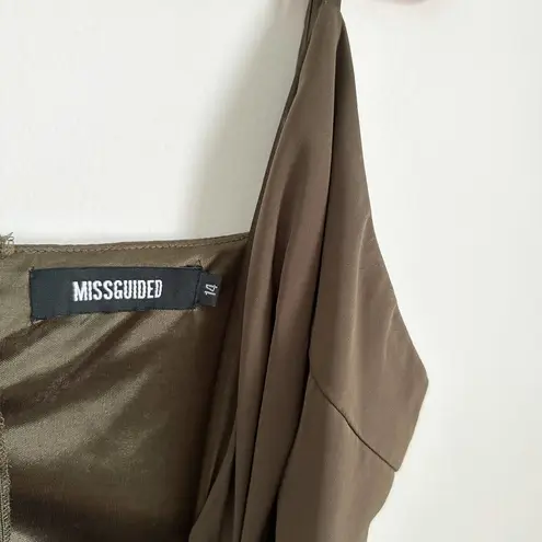Missguided Army Green V Neck Belted Wrap Skirt Romper sz 6
